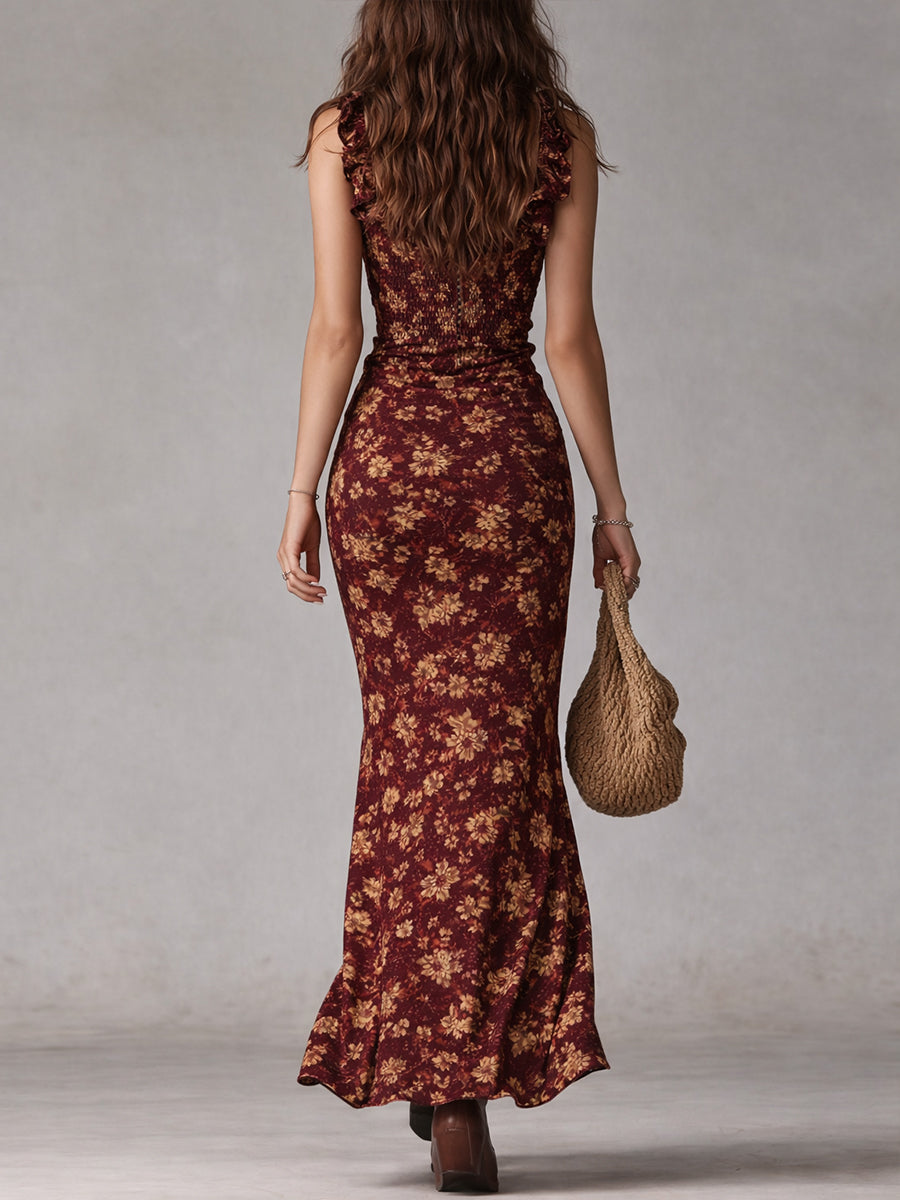 Emmaline - Women's Floral Maxi Dress with High Slit - photo 7