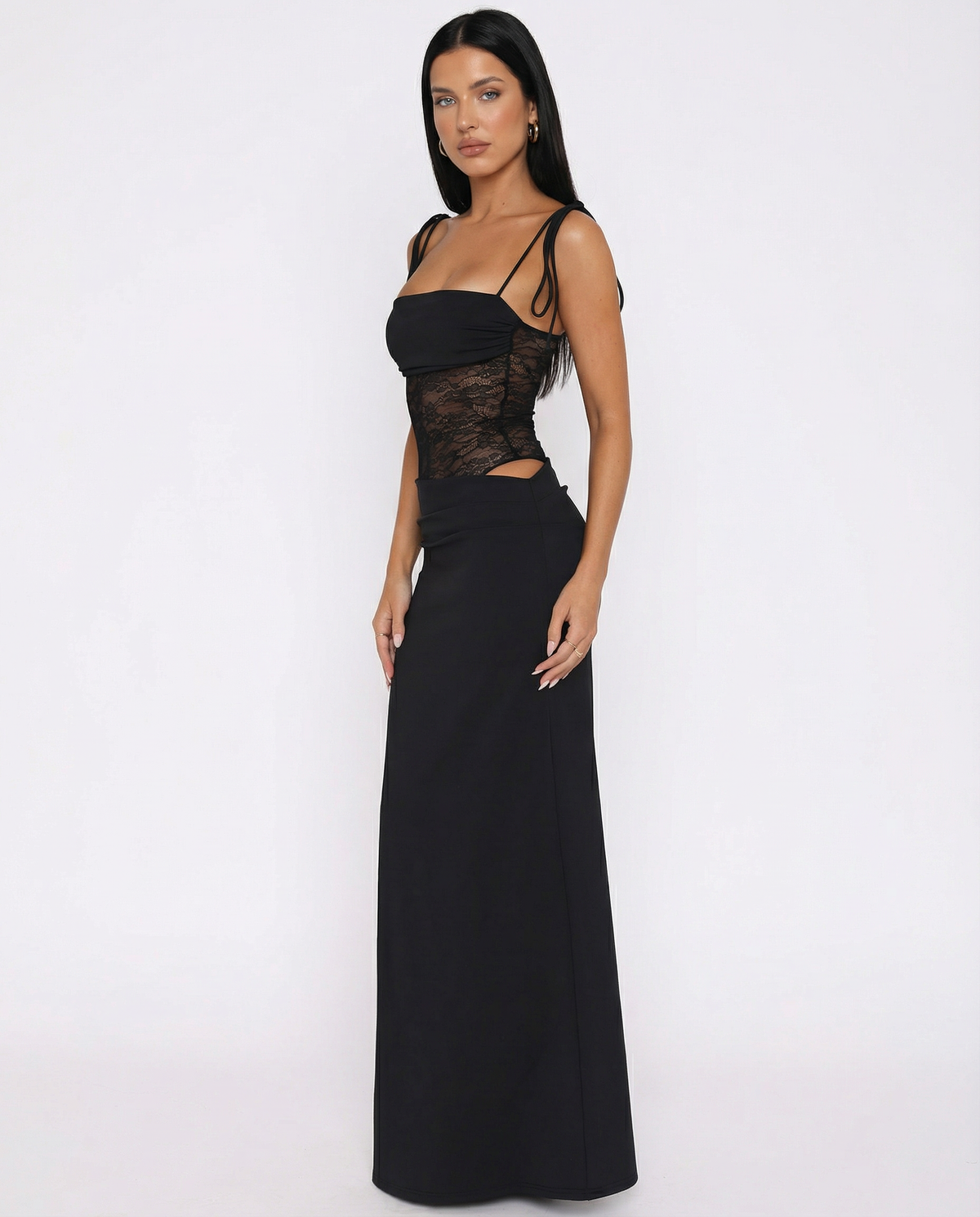 Emmanuelle - Women's Maxi Dress with Lace Trim - photo 7