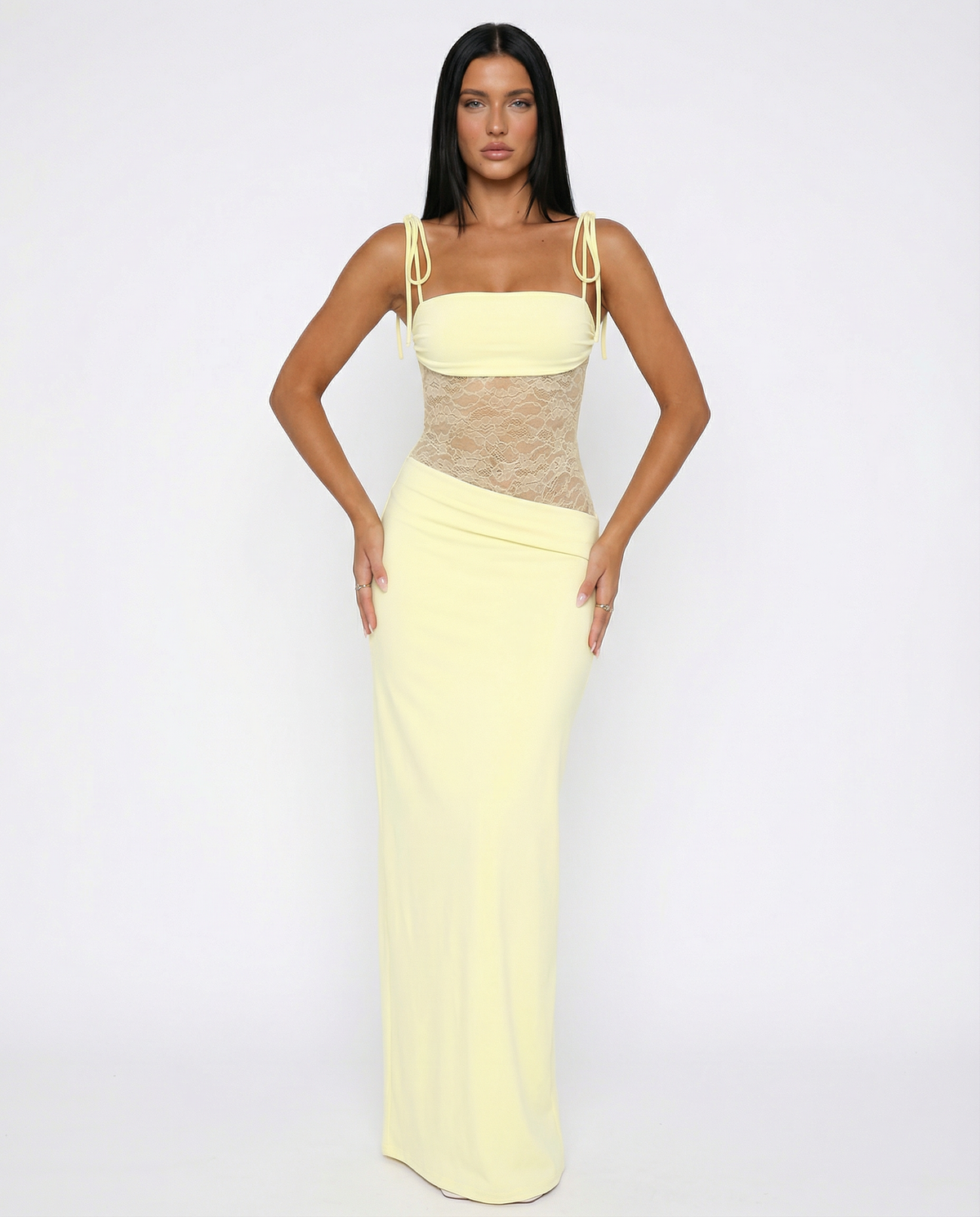 Emmanuelle - Women's Maxi Dress with Lace Trim - photo 8