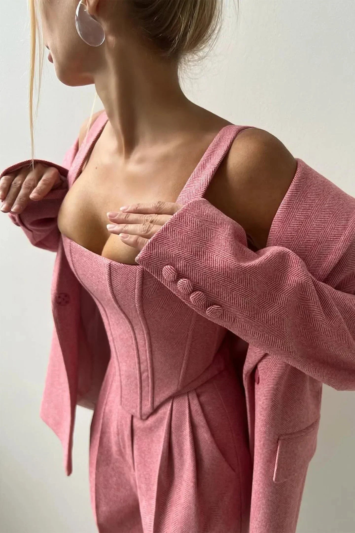 Helena - Completo tre pezzi aderente da donna con top aderente