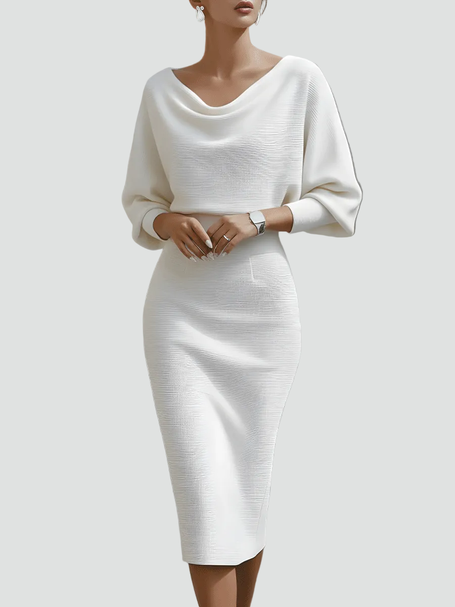 Ernestine - Women's Knitted Dress with Three-Quarter Sleeves - photo 1