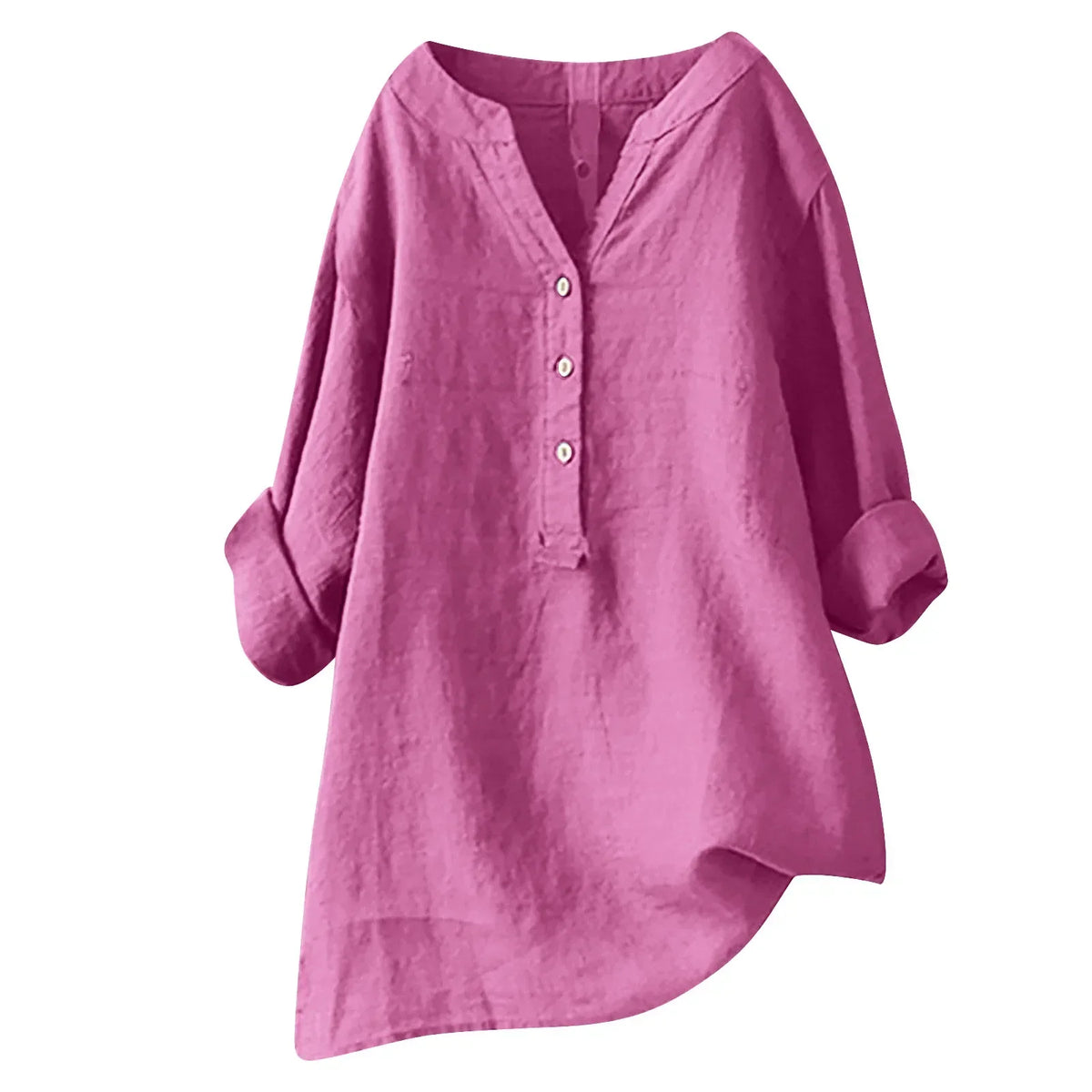 Eugenie - Women's Relaxed Blouse with Buttoned V-Neck - photo 2