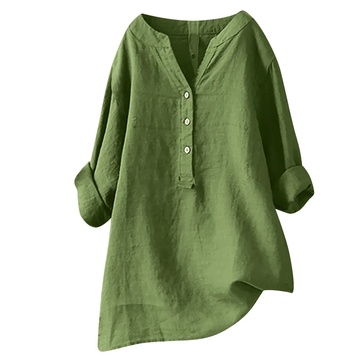 Eugenie - Women's Relaxed Blouse with Buttoned V-Neck - photo 5