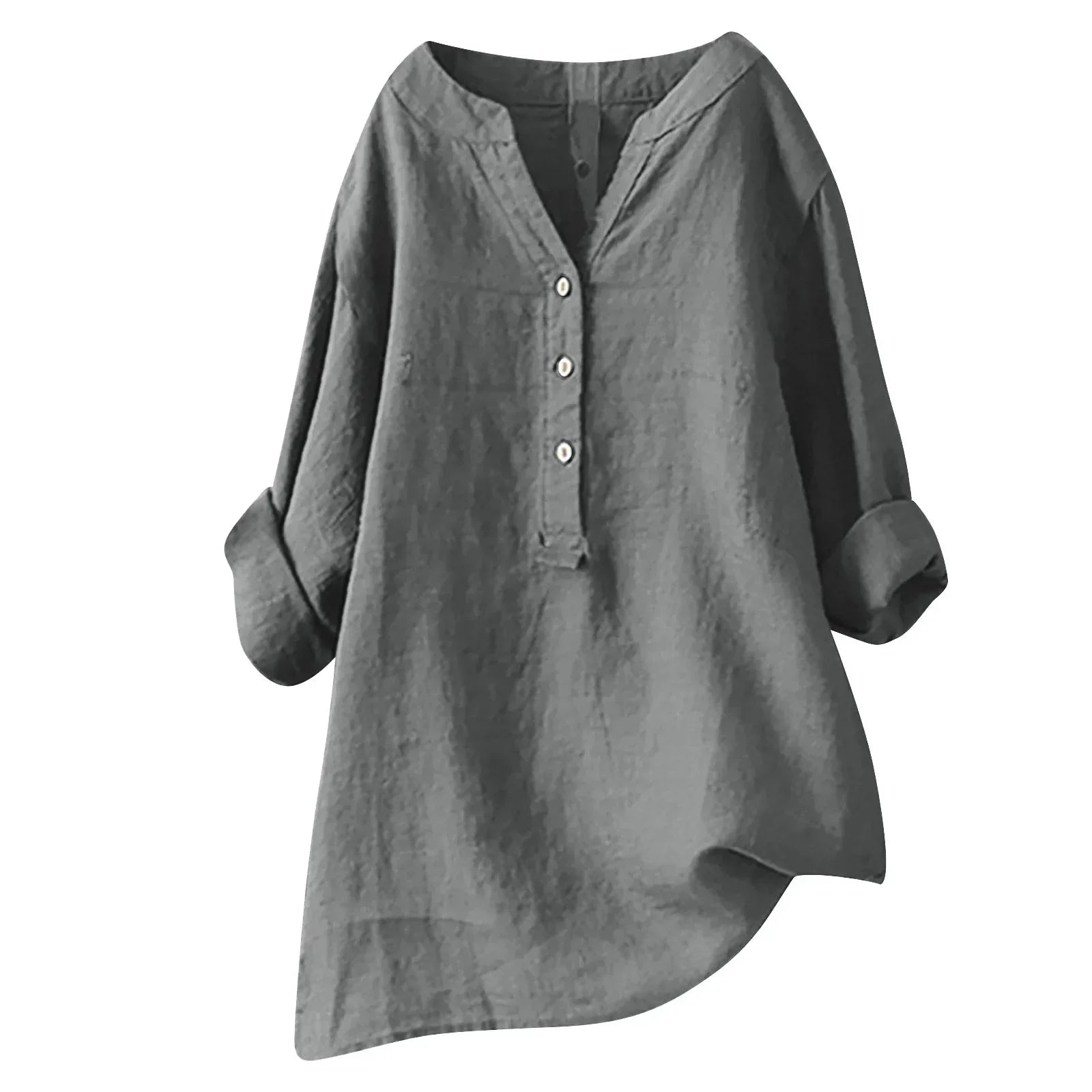 Eugenie - Women's Relaxed Blouse with Buttoned V-Neck - photo 6