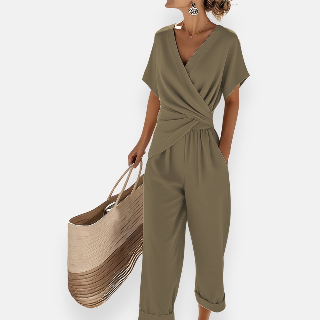 Eunice - Women's Wrap V Neck Wide Leg Trouser Set - photo 3