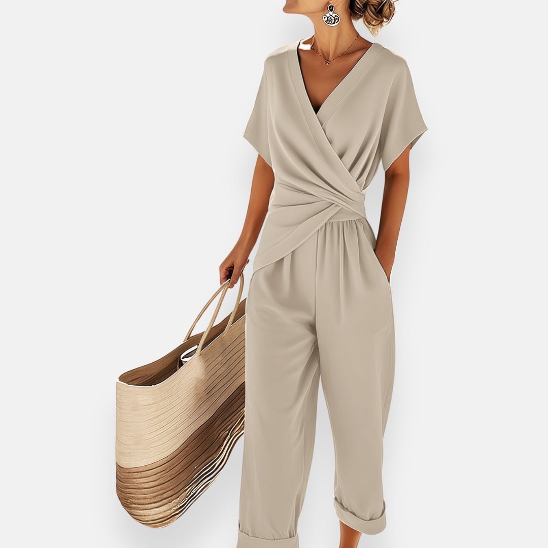 Eunice - Women's Wrap V Neck Wide Leg Trouser Set - photo 4