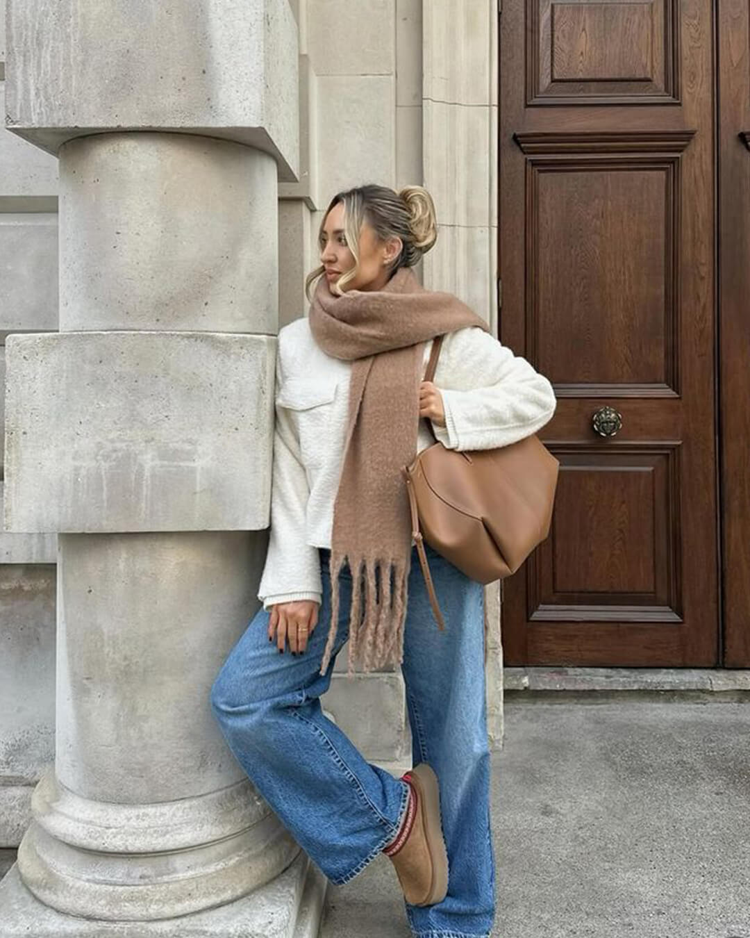 Everdene - Women's Wrap Scarf with Ruching and Collar - photo 1