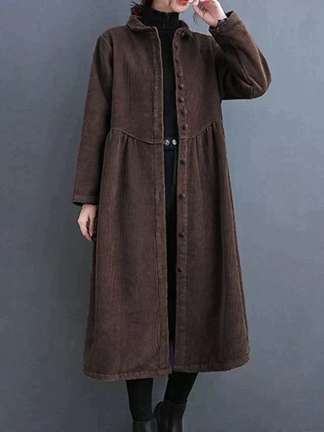 Nikola - Women's Corduroy Dress with Ribbed Texture