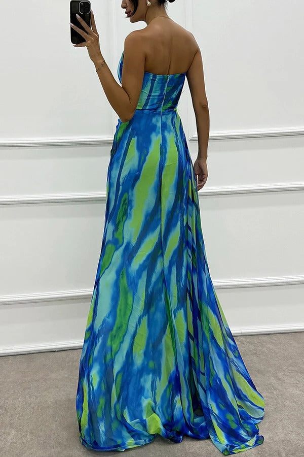 Sophia - Women's Off-Shoulder Slit Printed Maxi Dress - photo 7