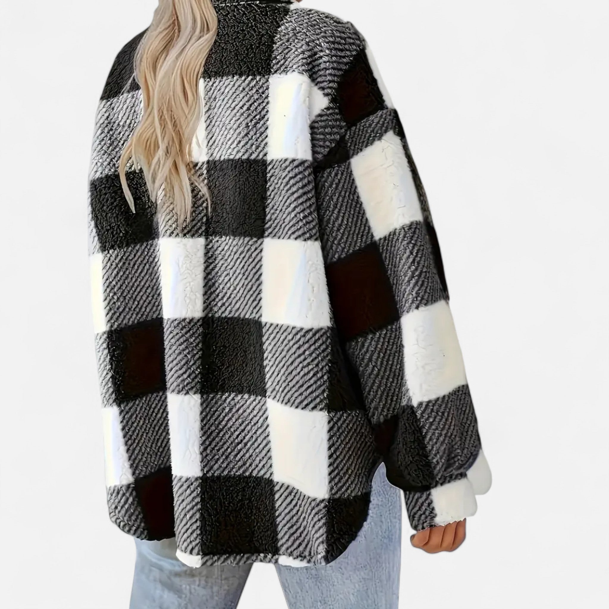 Women's Plaid Oversized Shacket with Button Front