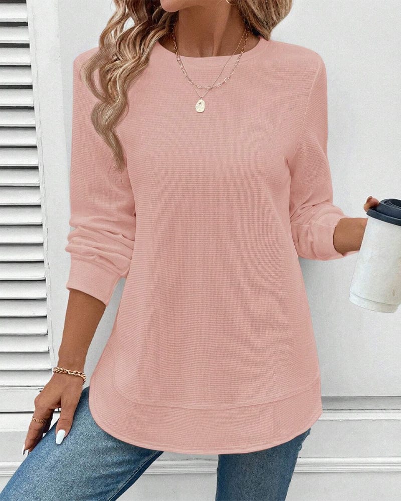 Fannie - Women's Long Sleeve Top with Curved Hem - photo 3