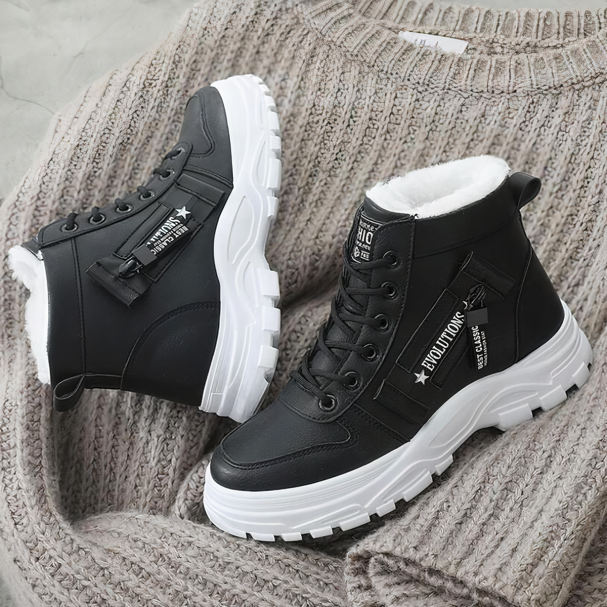 Fidelia - Women's High-Top Snow Boots with Faux Fur Lining - photo 2