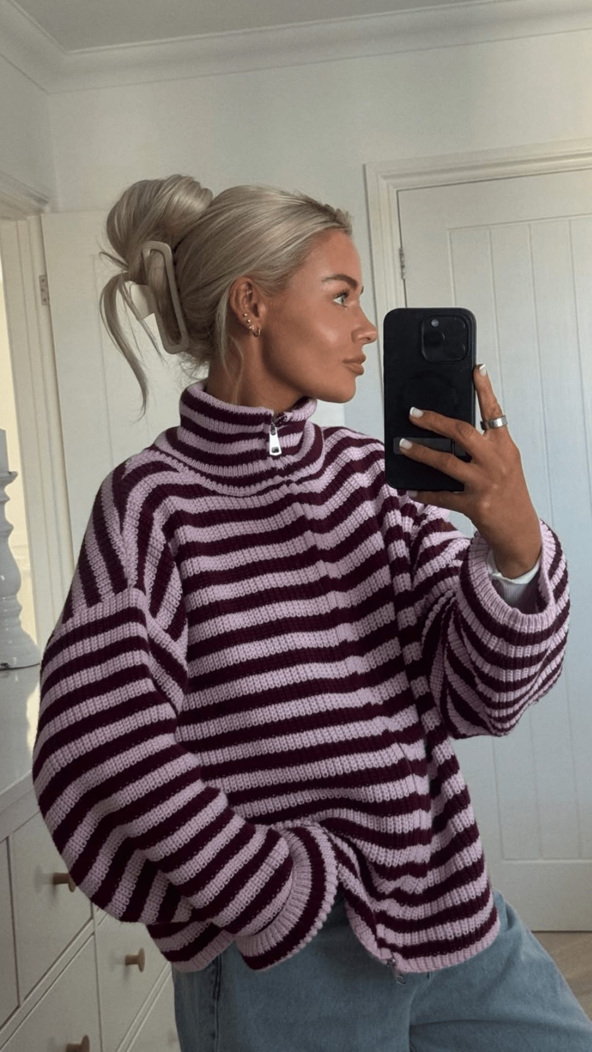 Frances - Women's Knitted Jumper with Stripe - photo 2