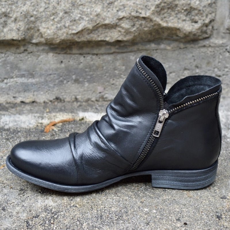 Gilda - Women's Leather Look Ankle Boots with Side Zip - photo 1