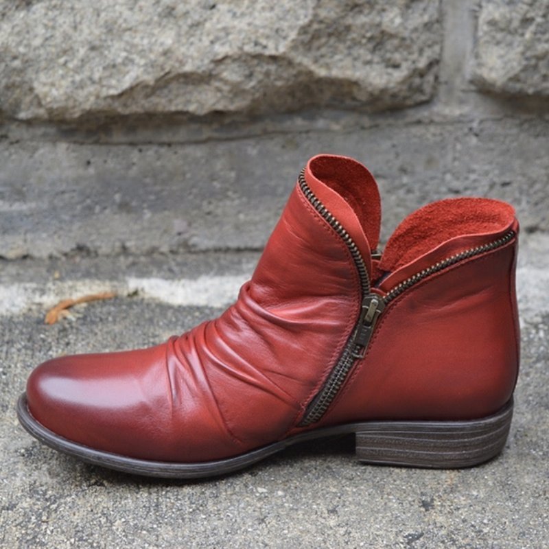 Gilda - Women's Leather Look Ankle Boots with Side Zip - photo 3