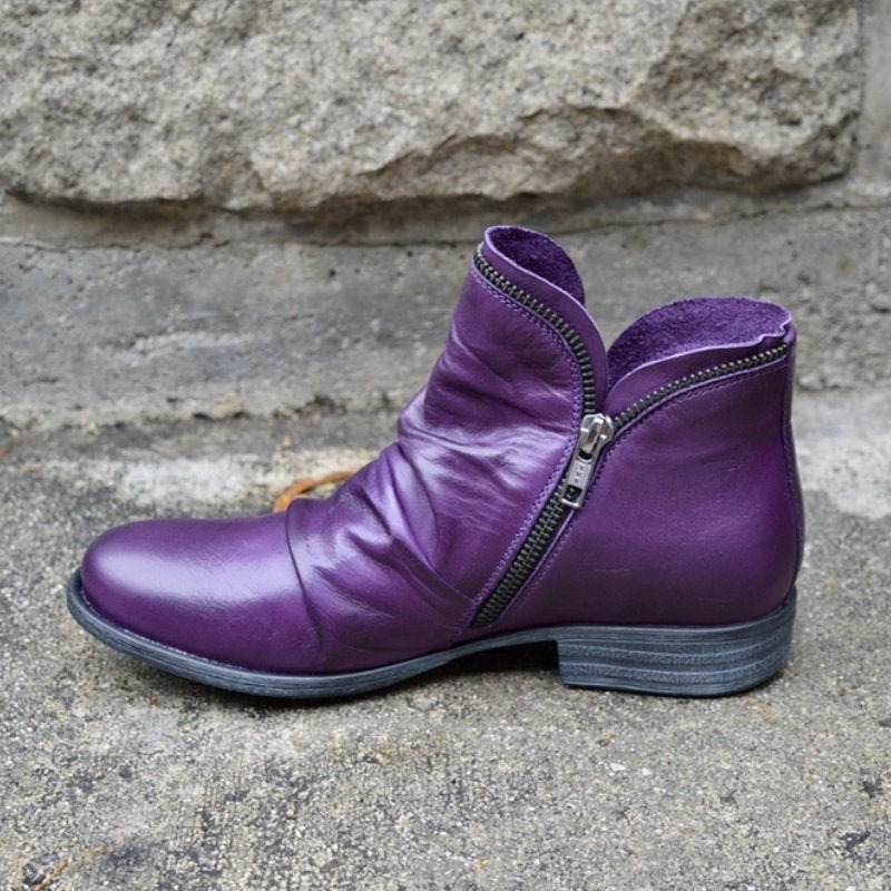 Gilda - Women's Leather Look Ankle Boots with Side Zip - photo 4