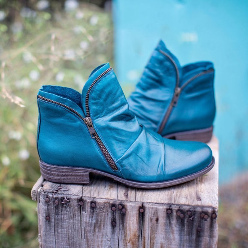 Gilda - Women's Leather Look Ankle Boots with Side Zip - photo 7