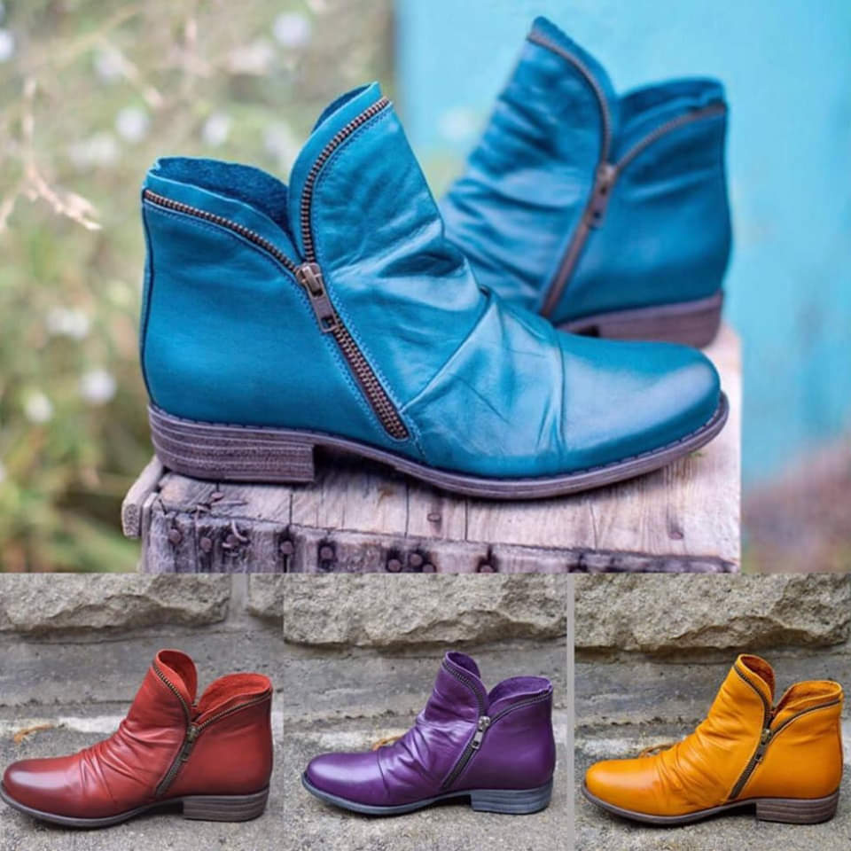 Gilda - Women's Leather Look Ankle Boots with Side Zip - photo 8