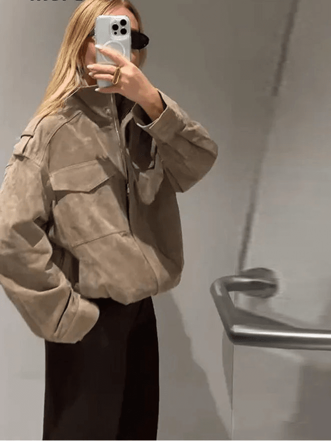 Gillian - Women's Wrap Jacket with Side Pockets and Collar