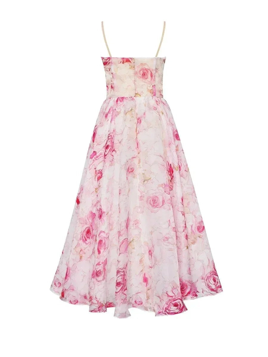 Glenys - Women's Floral Cowl Neck Midi Dress with Full Skirt - photo 5