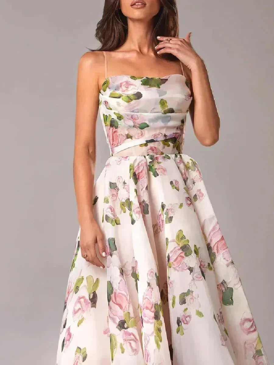 Glenys - Women's Floral Cowl Neck Midi Dress with Full Skirt - photo 7