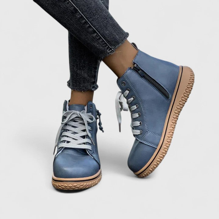 Gwyneth - Women's Lace Up Flatform Ankle Boots - photo 4