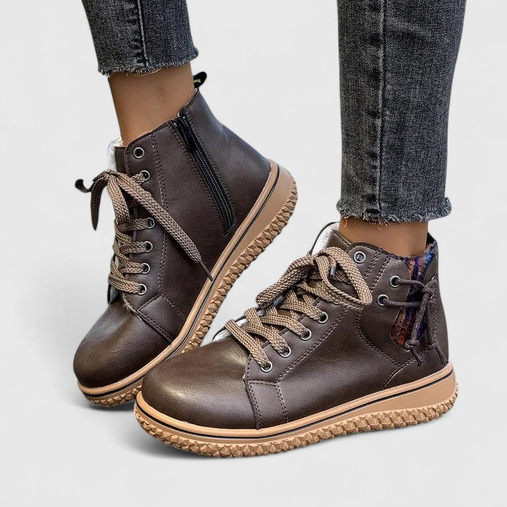 Gwyneth - Women's Lace Up Flatform Ankle Boots - photo 9