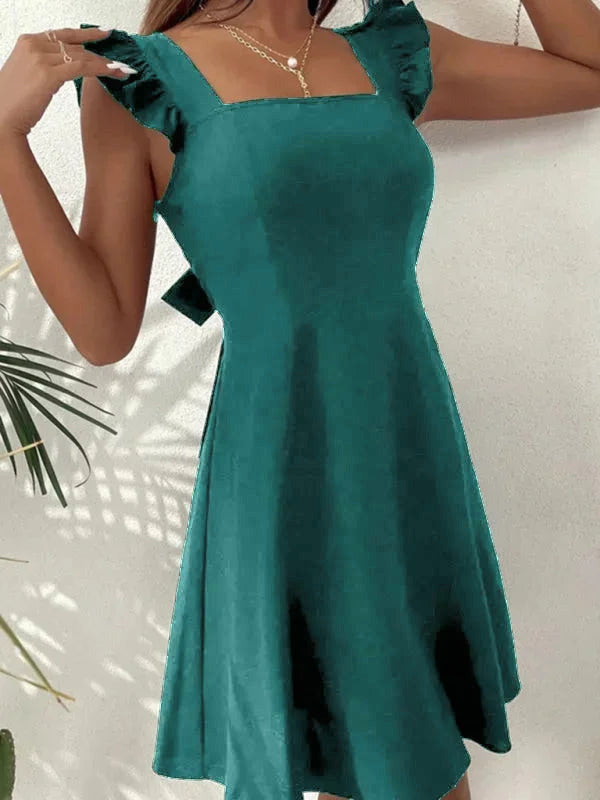 June - Women's short flared dress with summery flutter sleeves - photo 1