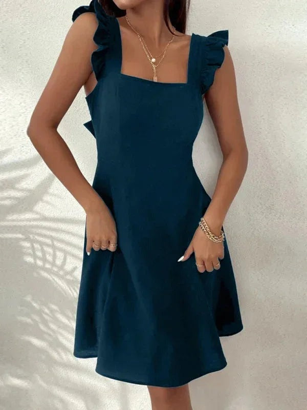 June - Women's short flared dress with summery flutter sleeves - photo 20