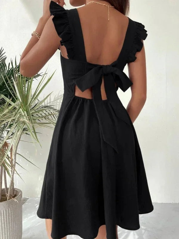 June - Women's short flared dress with summery flutter sleeves - photo 23