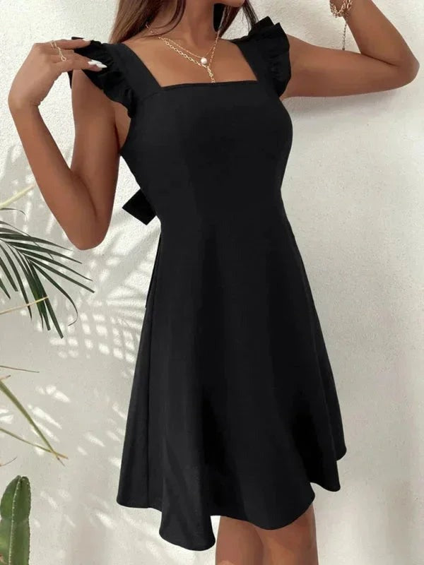 June - Women's short flared dress with summery flutter sleeves - photo 24