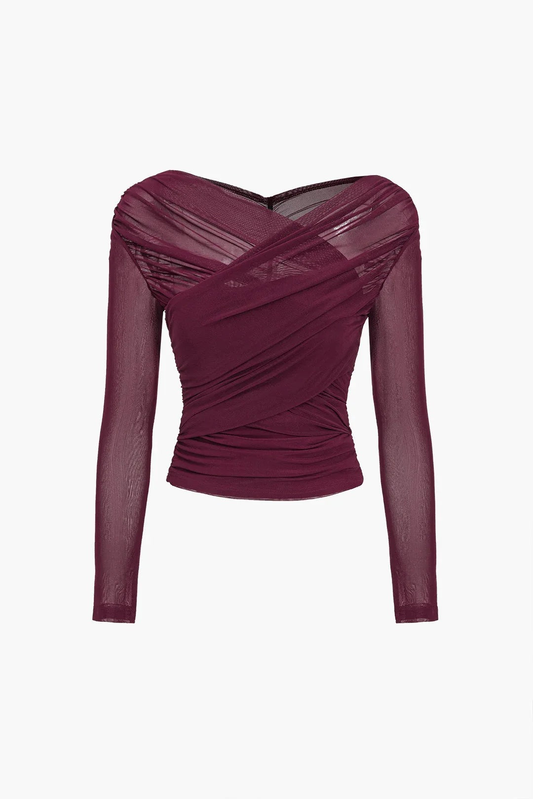 Yvette - Women's long-sleeved top with sheer pleated effect - photo 1