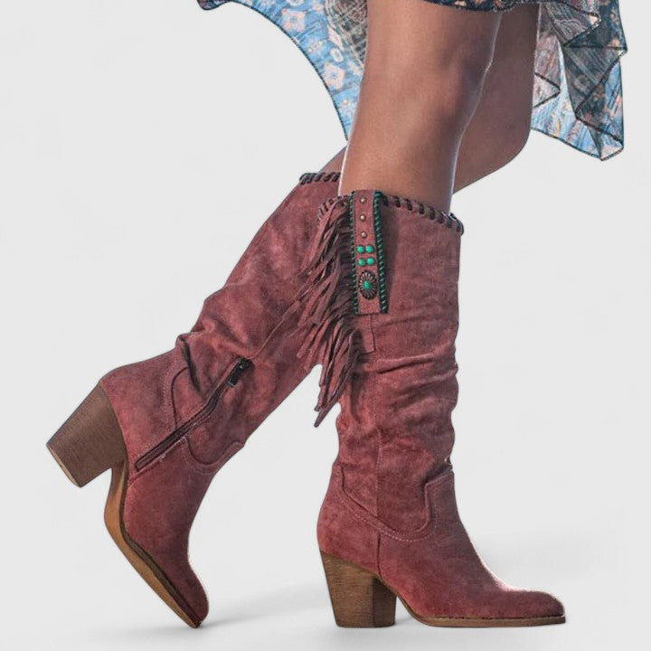 Hettie - Women's Knee-High Western Boots with Block Heel - photo 1