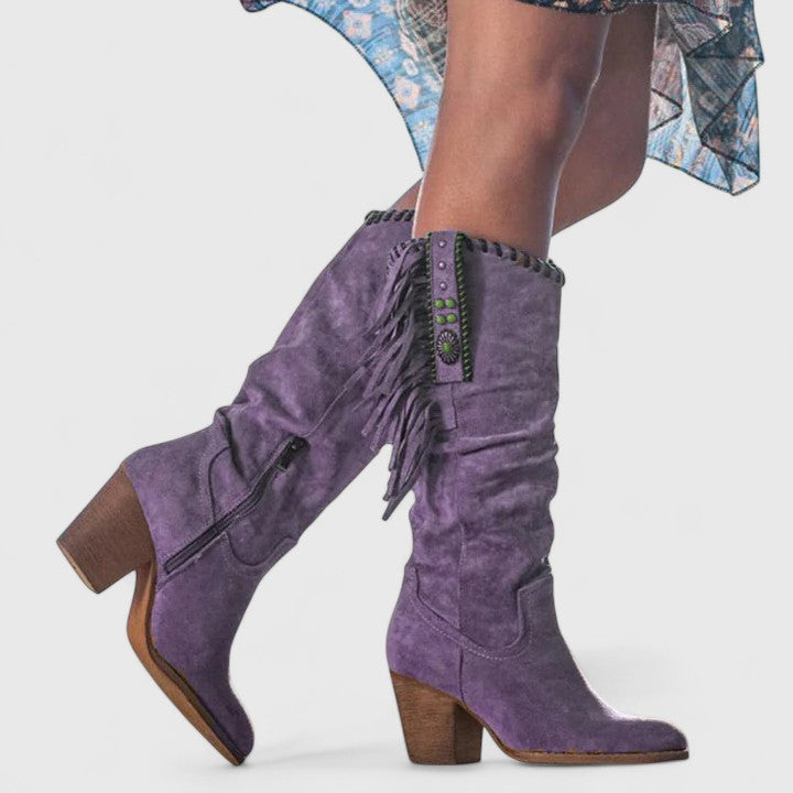 Hettie - Women's Knee-High Western Boots with Block Heel - photo 2