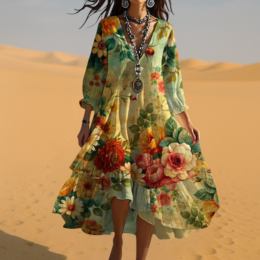 Hettie - Women's Bohemian Floral Midi Dress - photo 3