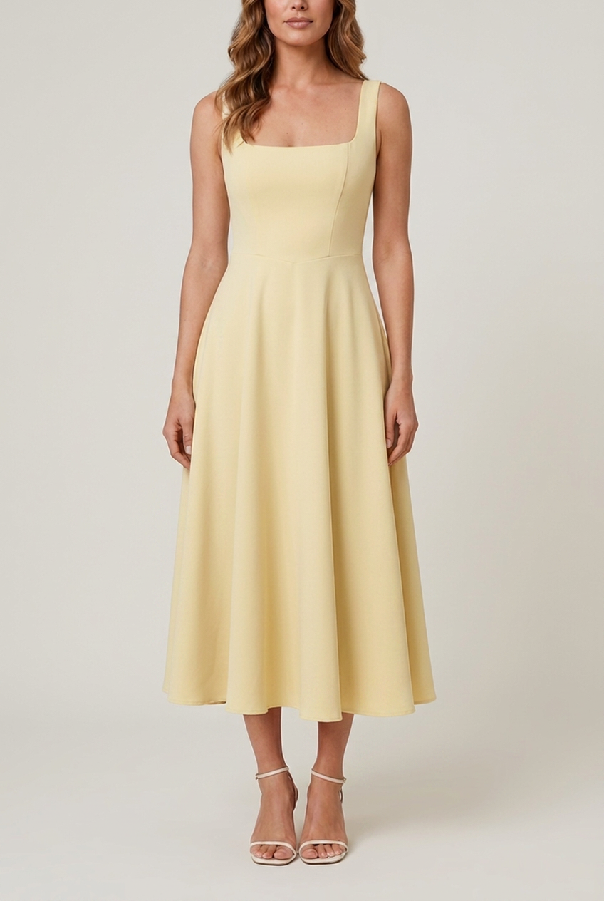 Zuzana - Women's Midi Dress with Square Neck