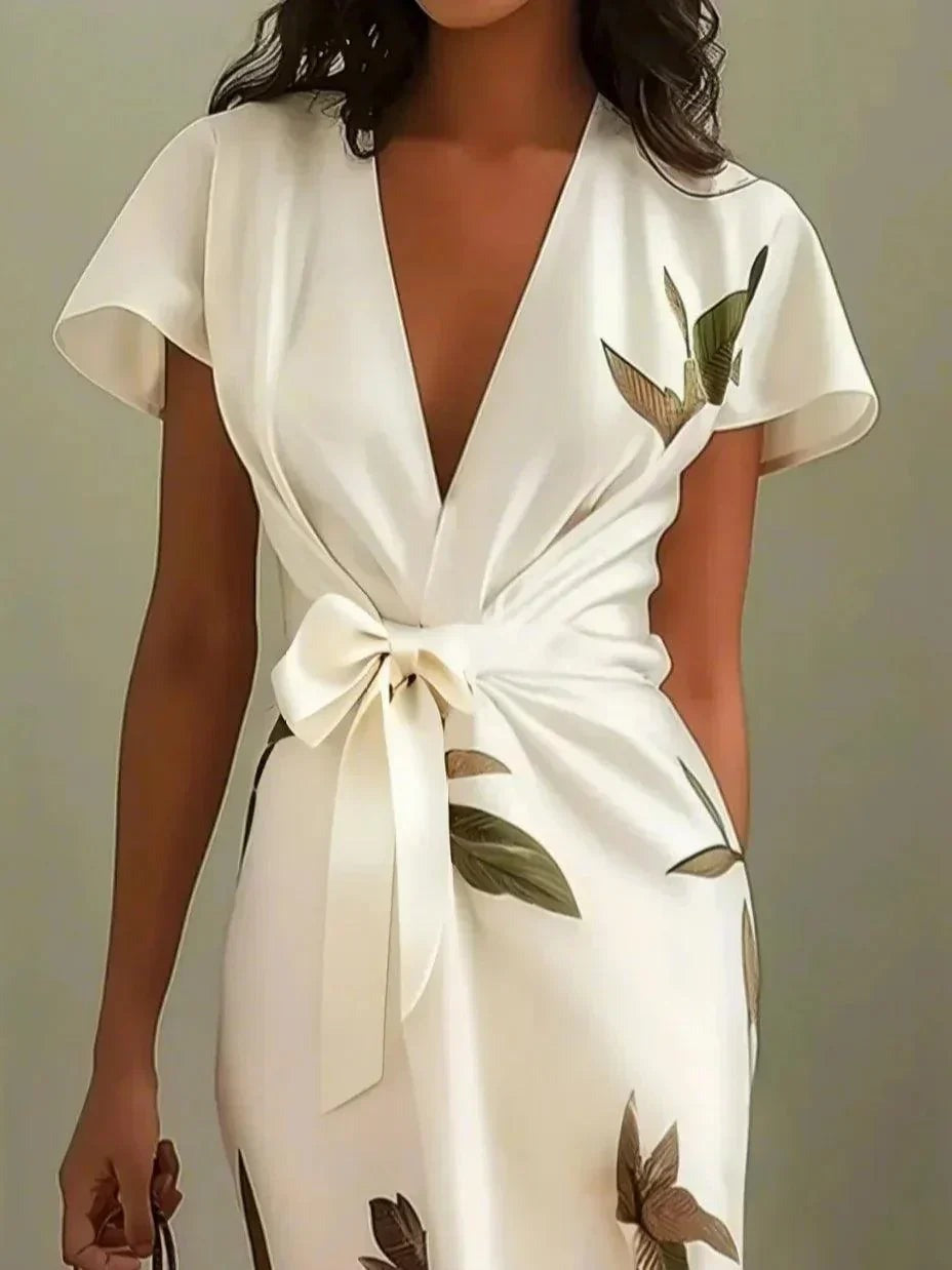 Honoria - Women's Wrap Midi Dress with Ruffle Trim - photo 4