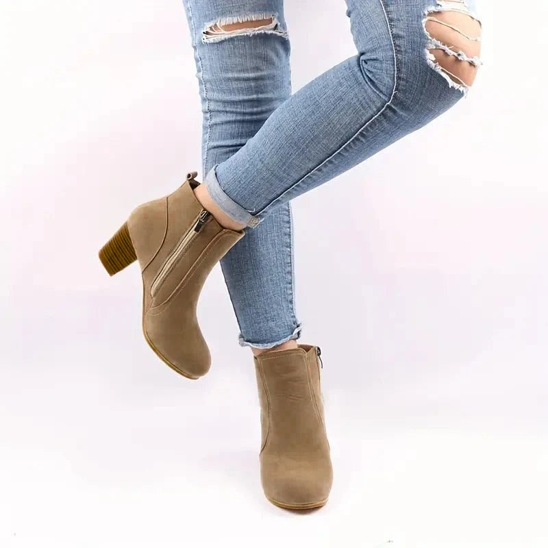 Ilene - Women's Block Heel Ankle Boots with Side Zip - photo 4