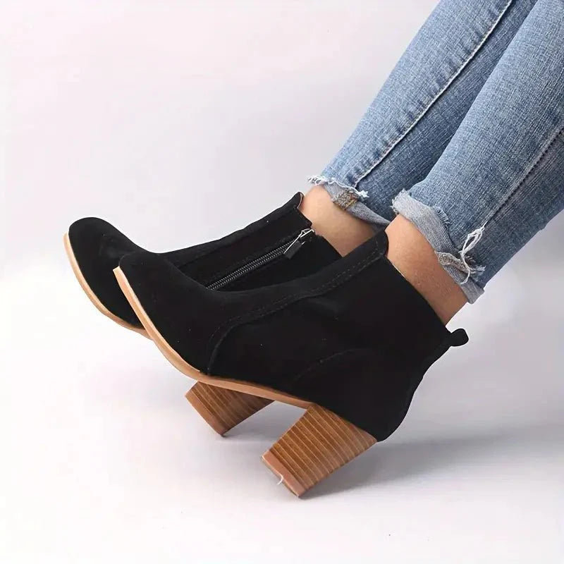 Ilene - Women's Block Heel Ankle Boots with Side Zip - photo 8
