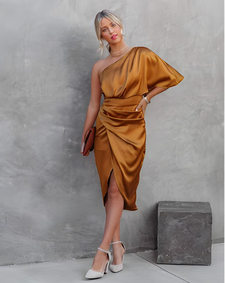 Celeste - Vestito prendisole da cocktail in seta da donna