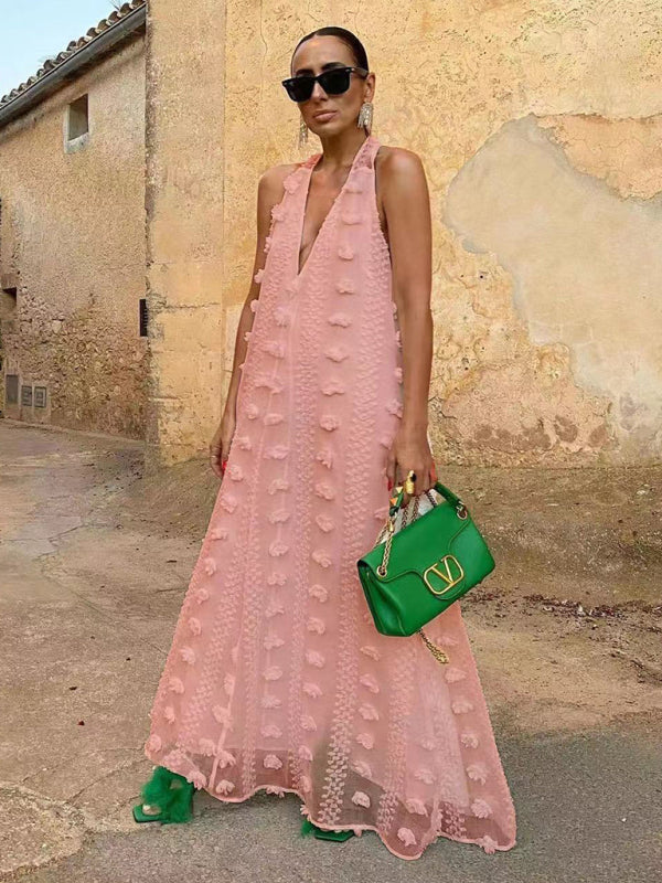 Aria - Rochie maxi tridimensională florală pentru femei