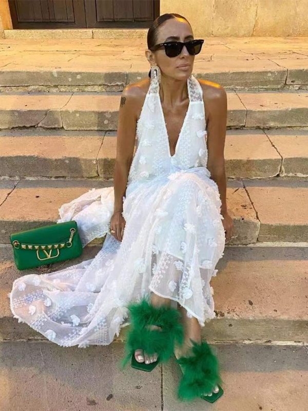 Aria - Rochie maxi tridimensională florală pentru femei