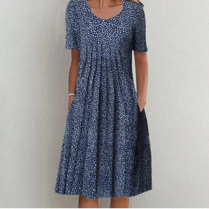 Women's Floral Knee-Length Dress with Hidden Pockets - photo 2