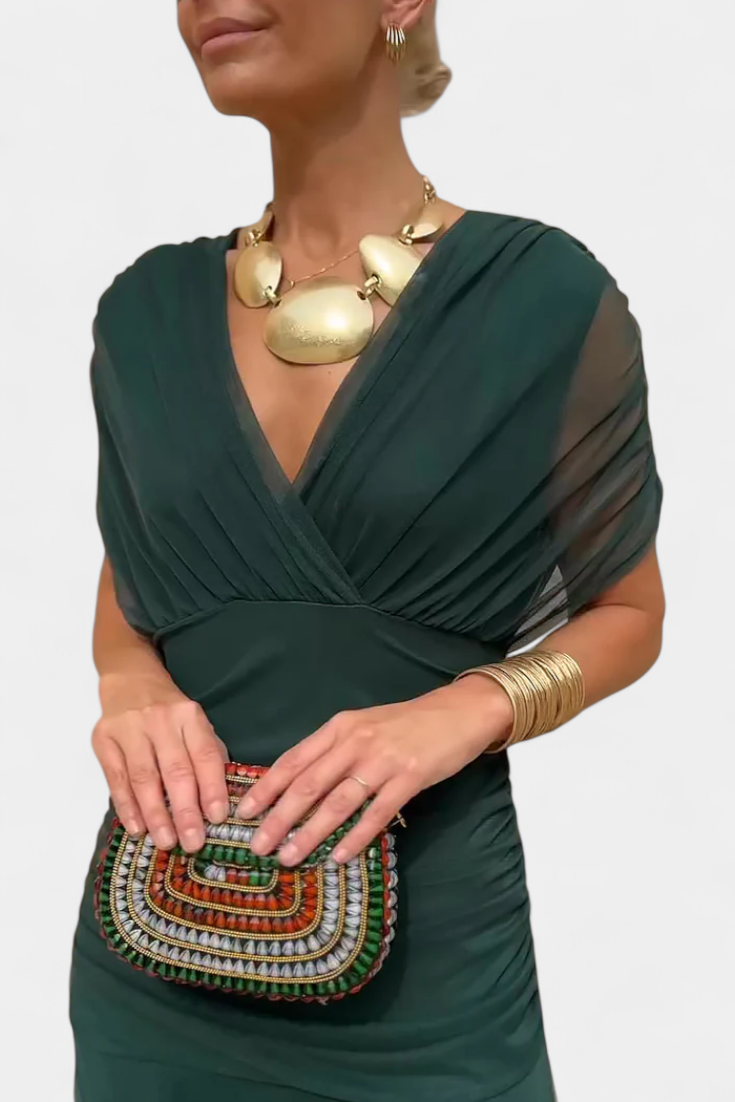 Robe Midi Femme à Épaules Dégagées et Jupe Fluide