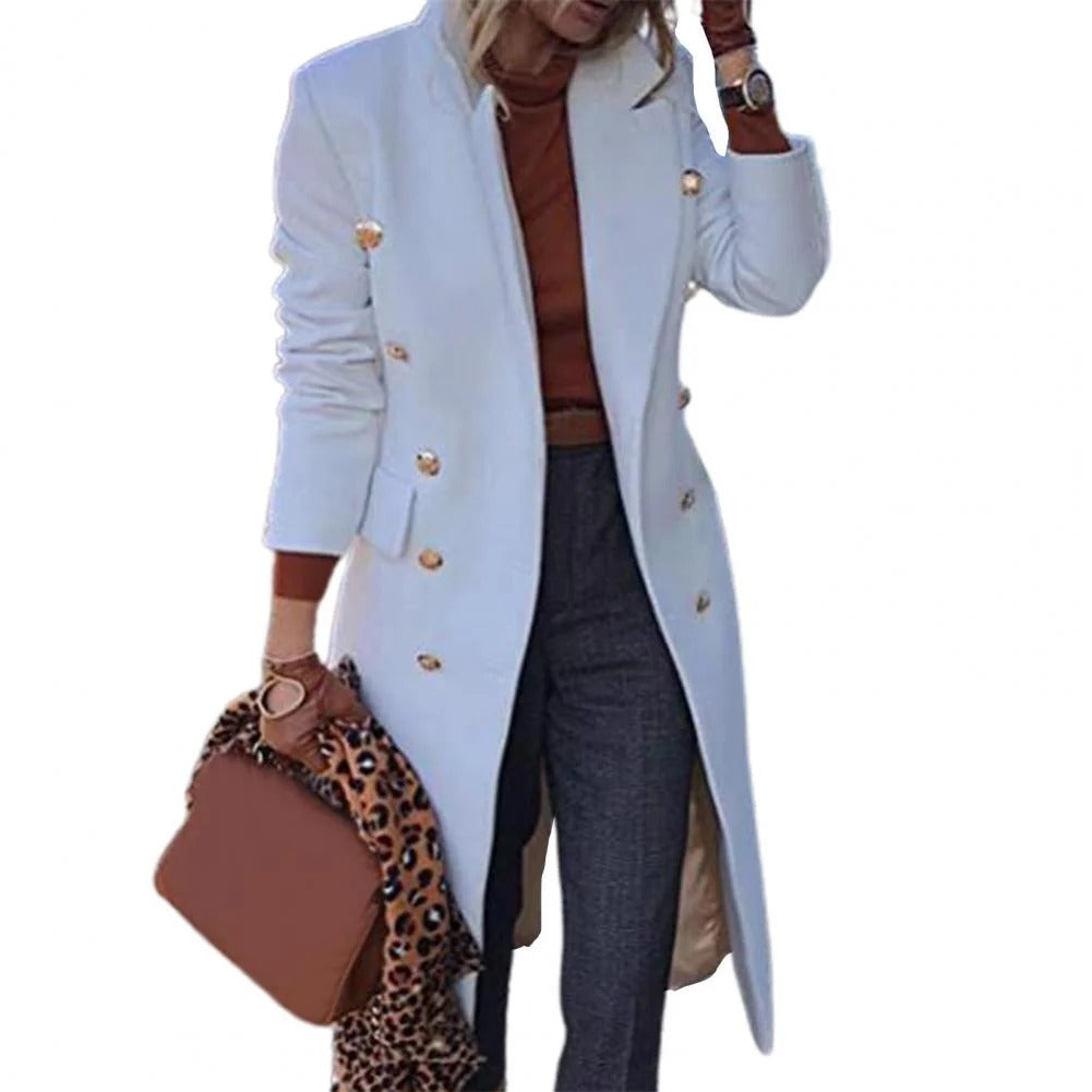 Cappotto da donna - in misto lana - vestibilità sartoriale - doppiopetto - lunghezza al ginocchio - stile formale