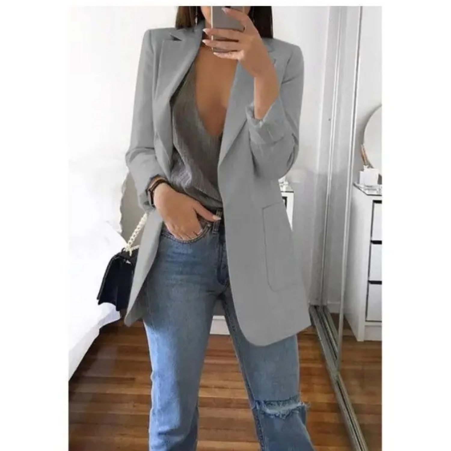 Ines - Women's Longline Tailored Blazer with Open Front - photo 12