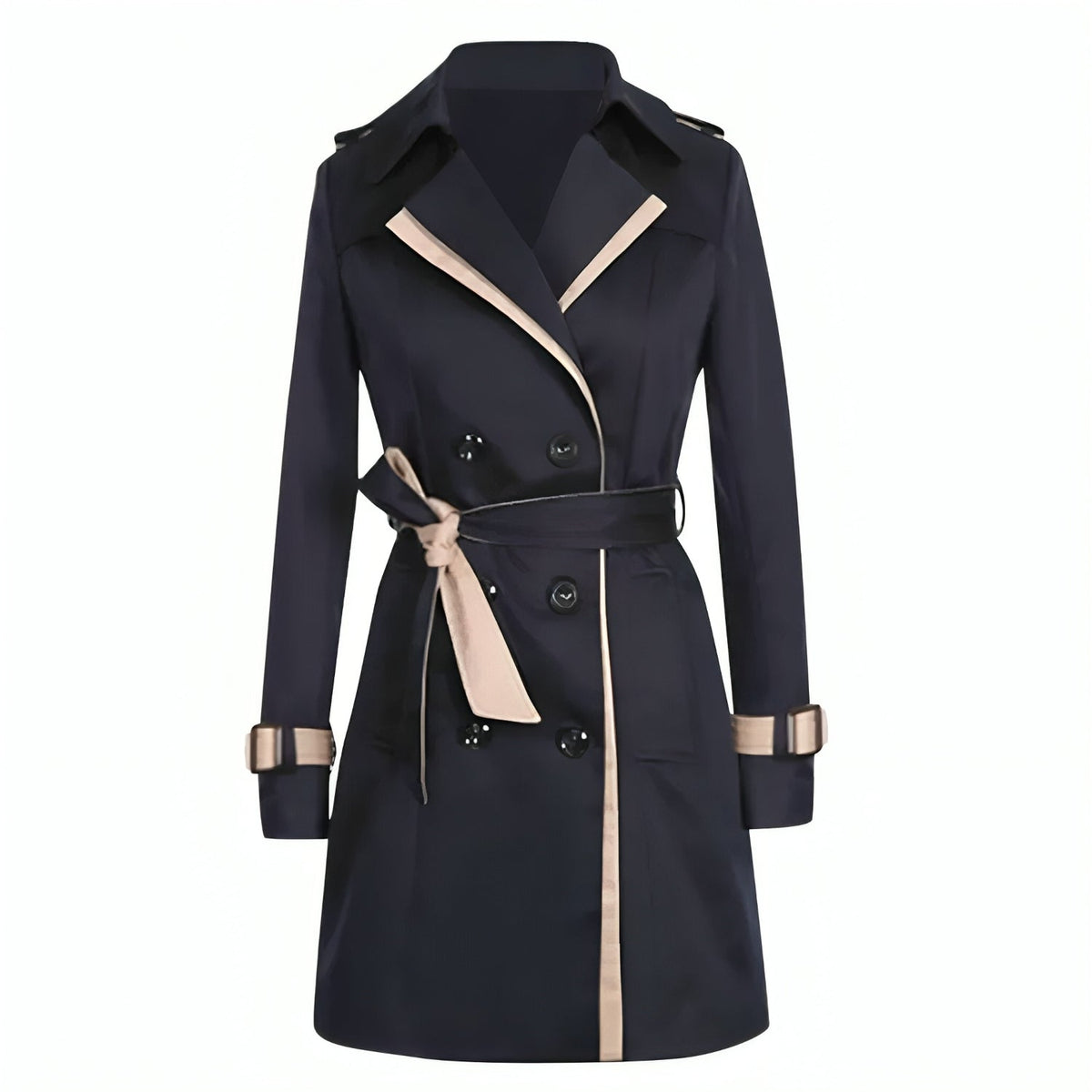 Women's Long Belted Wrap Trench Coat with Buttons - photo 5