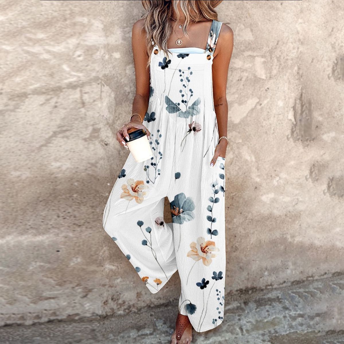 Isolde - Women's Printed Jumpsuit with Adjustable Straps - photo 3