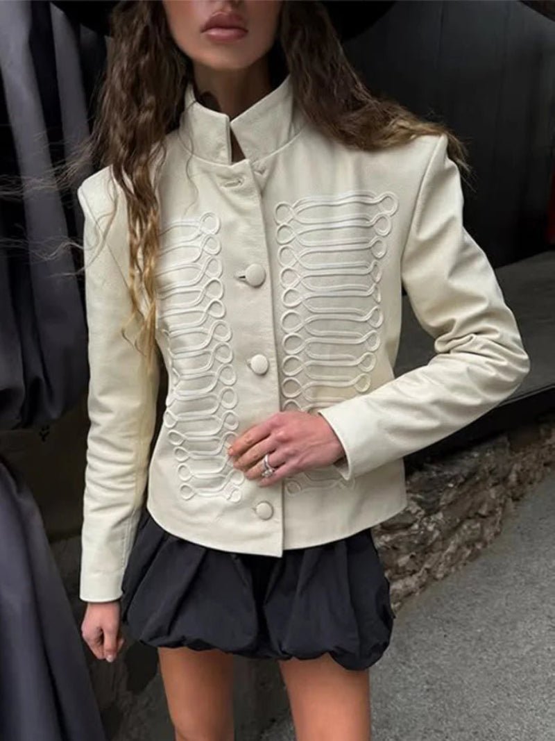 Jacqui - Women's Relaxed Biker Jacket with Button Front and Collar - photo 1