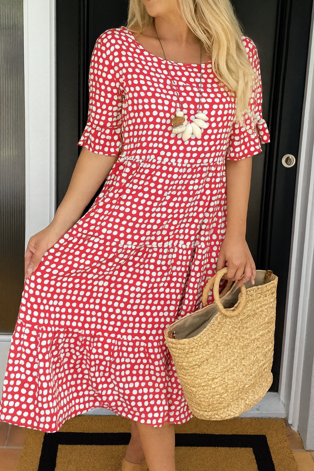Janette - Women's Gingham Tiered Midi Dress - photo 9